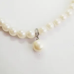Pearl necklace with rhinestone universal bail pendant clasp accessory for DIY jewelry making