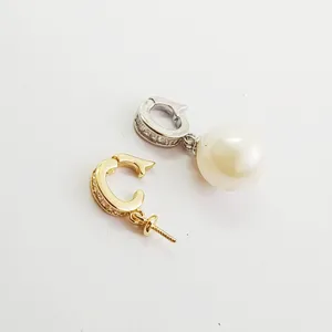 DIY Copper Zircon Pearl Pendant Clasp Jewelry Finding Universal Connector Accessories