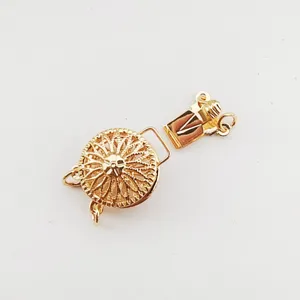Gold plated sunflower jewelry clasp hollow round box connector for DIY pearl bracelet