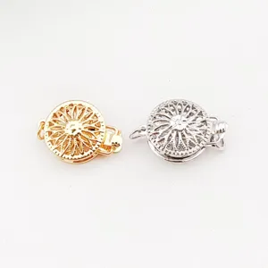Copper Electroplated DIY Jewelry Findings Double Sided Sunflower Clasp Pearl Necklace Bracelet Connection Buckle