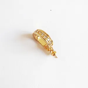 Gold plated DIY jewelry connector bail with paved cubic zirconia detail for pendant design.