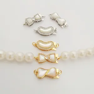 Rame Strass Madreperla DIY Chiusura per Gioielli Collana Bracciale Connettore Fiocco Cuore Forma di Fagiolo Componenti Metallici