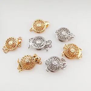 Double-sided sunflower jewelry clasps for DIY pearl necklaces and bracelets set.