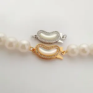 Ottone placcato oro argento forma fagiolo madreperla zircone chiusura collana DIY