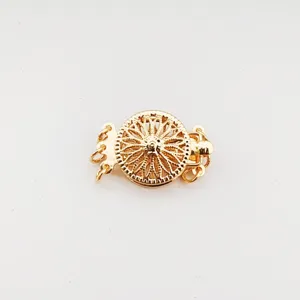 Close-up detail of the gold-plated copper sunflower jewelry clasp, perfect for DIY bracelets.