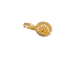 Gold-plated DIY jewelry pendant bail blank setting with micro-inlaid cubic zirconia stones.