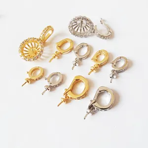 DIY Copper Zirconia Universal Clasp Pearl Necklace Pendant Connector Jewelry Findings Making Accessories