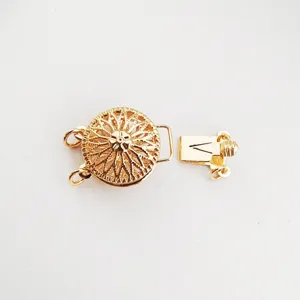 Gold plated sunflower pearl necklace clasp DIY hollow jewelry connector findings accessories