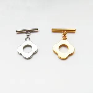 Stainless steel clover OT clasp, DIY jewelry findings, gold and silver connector buckle.