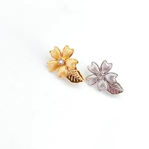 DIY brushed flower leaf necklace clasp metal jewelry accessories front buckle gold and silver
