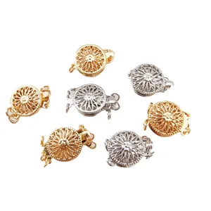 Wholesale copper plated double-sided sunflower jewelry clasps for DIY pearl necklaces and bracelets.
