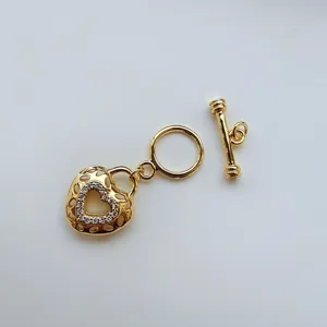 Χρυσό κούμπωμα OT καρδιάς micro-pave DIY αξεσουάρ κοσμημάτων σύνδεσης βραχιόλι