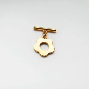 Stainless steel gold plum blossom OT clasp for DIY jewelry necklace bracelet making.