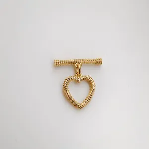 Gold plated metal OT toggle clasp heart jewelry connector for DIY handmade bracelets necklaces
