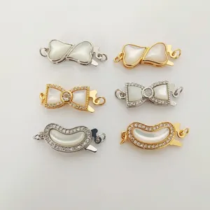 Commercio all'ingrosso rame placcato oro conchiglia collana chiusure DIY perla bracciale