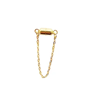14k gold plated magnetic jewelry clasp with safety chain for bracelet and necklace making