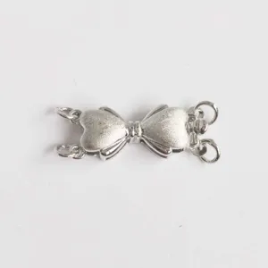 Silberner Metall Schleife Schmuckverschluss DIY Mehrfädig Halskette Armband Verbinder