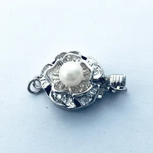 Pearl flower necklace clasp jewelry accessory, vintage court style metal jewelry finding for bracelet.