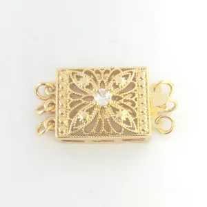 DIY Multi-Strand Pearl Necklace Clasp Metal Rhinestone Connecting Buckle Jewelry Findings For Bracelet Necklace Making