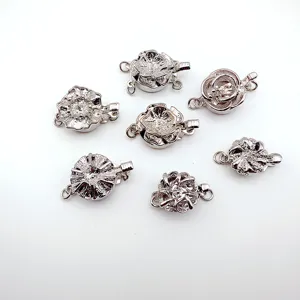 Silver metal flower pearl necklace clasps, bracelet jewelry making ending accessories.
