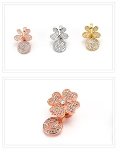 DIY micro-pave clover magnetic necklace clasp set, stylish jewelry accessory for sweater chain.