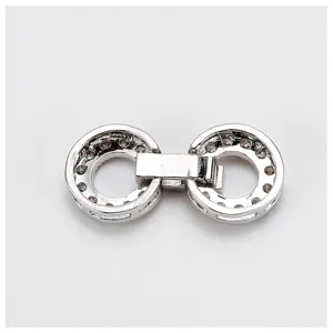 Micro-set zircon double ring clasp connector for DIY pearl bracelet necklace jewelry making