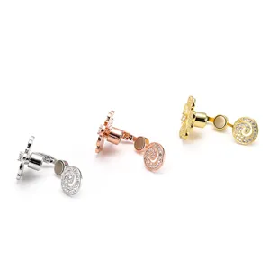 DIY Magnetic Necklace Clasp Four Leaf Clover Butterfly Rhinestone Jewelry Findings Copper Plated Platinum