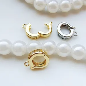 DIY Pearl Necklace Connector Copper Rhinestone Universal Clasp Jewelry Findings Making Accessories For Sweater Chain