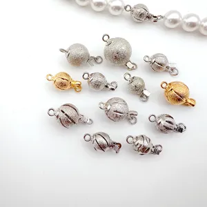 Copper Ball Clasp Matte Sand Glitter Carved Pattern DIY Necklace Bracelet Jewelry Findings Accessories