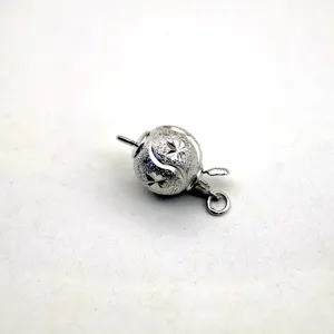 Silver spherical jewelry clasp matte diamond cut DIY bracelet necklace locking accessory