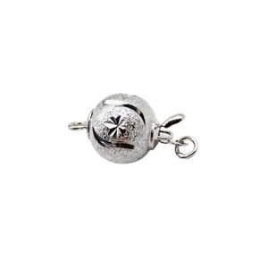 Silver sandblasted ball jewelry clasp matte spherical necklace bracelet DIY finding component