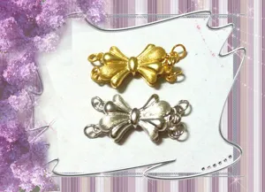 Metal bow jewelry clasp multi strand connector for DIY pearl necklace bracelet making supplies