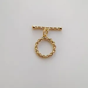 Gold-plated metal OT toggle clasp connector for DIY handmade jewelry necklace and bracelet.
