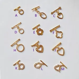 Gold plated metal OT toggle clasps for DIY handmade jewelry necklace bracelet making accessories.