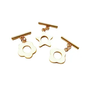 DIY stainless steel gold OT clasps for pearl necklaces, flower and star jewelry findings main