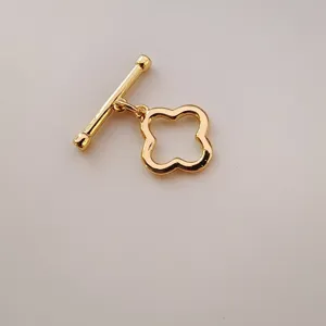 Gold plated metal OT toggle clasp four leaf clover DIY necklace bracelet jewelry accessories