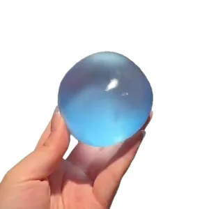 Χειροποίητη διαφανής γαλάζια μπάλα squishy για ανακούφιση από το άγχος και χαλάρωση