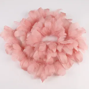 Détail de bordure de plume rose, bande de plume d'oie duveteuse pour bricolage art.