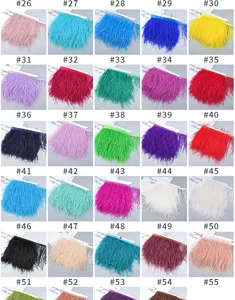 Colorful ostrich feather trim fringe for DIY sewing apparel wedding dress decoration #26-55