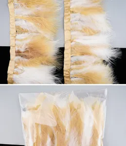 Ruban de plumes de dinde pour vetement DIY, details de garniture de plumes douces.