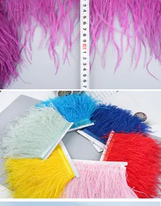 Colorful ostrich feather trim ribbon DIY sewing craft clothing accessories wedding dress decor.