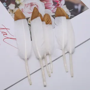 DIY Feder Handwerk Material Gradient Zweifarbige Gänsefedern Mit Gold Silber Spitze Für Handgemachte Schmuck Dekor Basteln