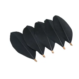 Black feather DIY jewelry accessories with metal clips for apparel and craft projects main view.