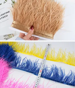 Ribete de flecos de plumas de avestruz para vestidos de novia DIY cinta de costura