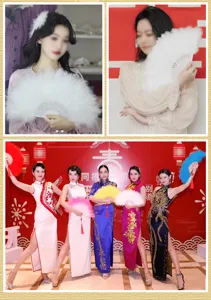 Vintage feather folding fan for dance party banquet props and wedding decoration elegant