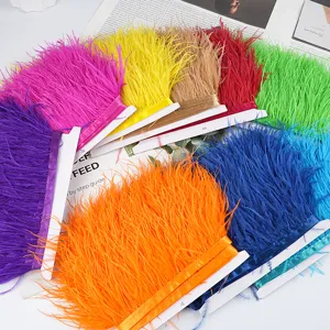 Ribete de plumas de avestruz coloridas flecos cinta DIY costura boda vestido traje decoracion