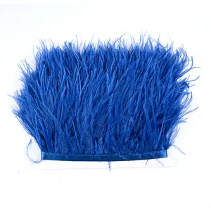 Cinta de flecos de plumas de avestruz azul DIY vestido de novia ropa accesorios manualidades