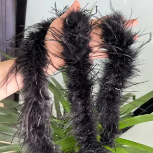 Schwarze Straußenfeder Boa Borte für Kleid Hochzeit Party Kleidung Dekoration Handwerk