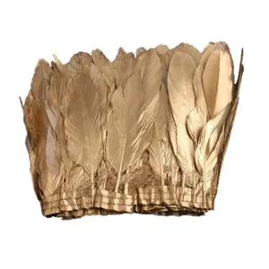 Gold goose feather trim ribbon tape DIY clothing accessories craft home decor 2 meters