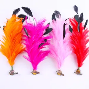Colorful feather hair clips set, handmade DIY stage performance hair accessories for women.